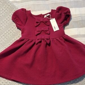 🆕 Janie and Jack Rich Burgundy Dress with Bows